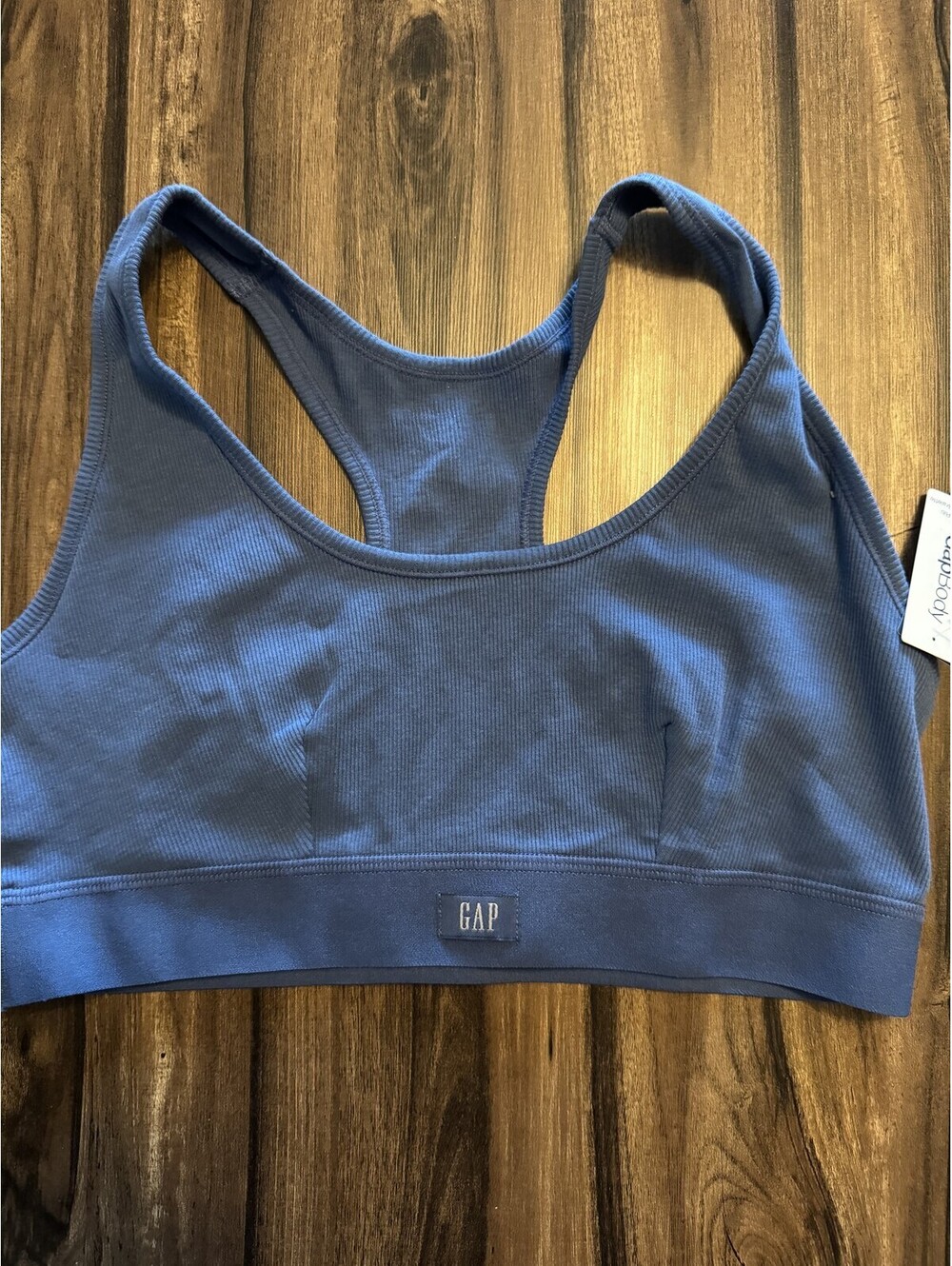 Gap Cotton Rib Racerback Bralette Blue Women Size M NWT